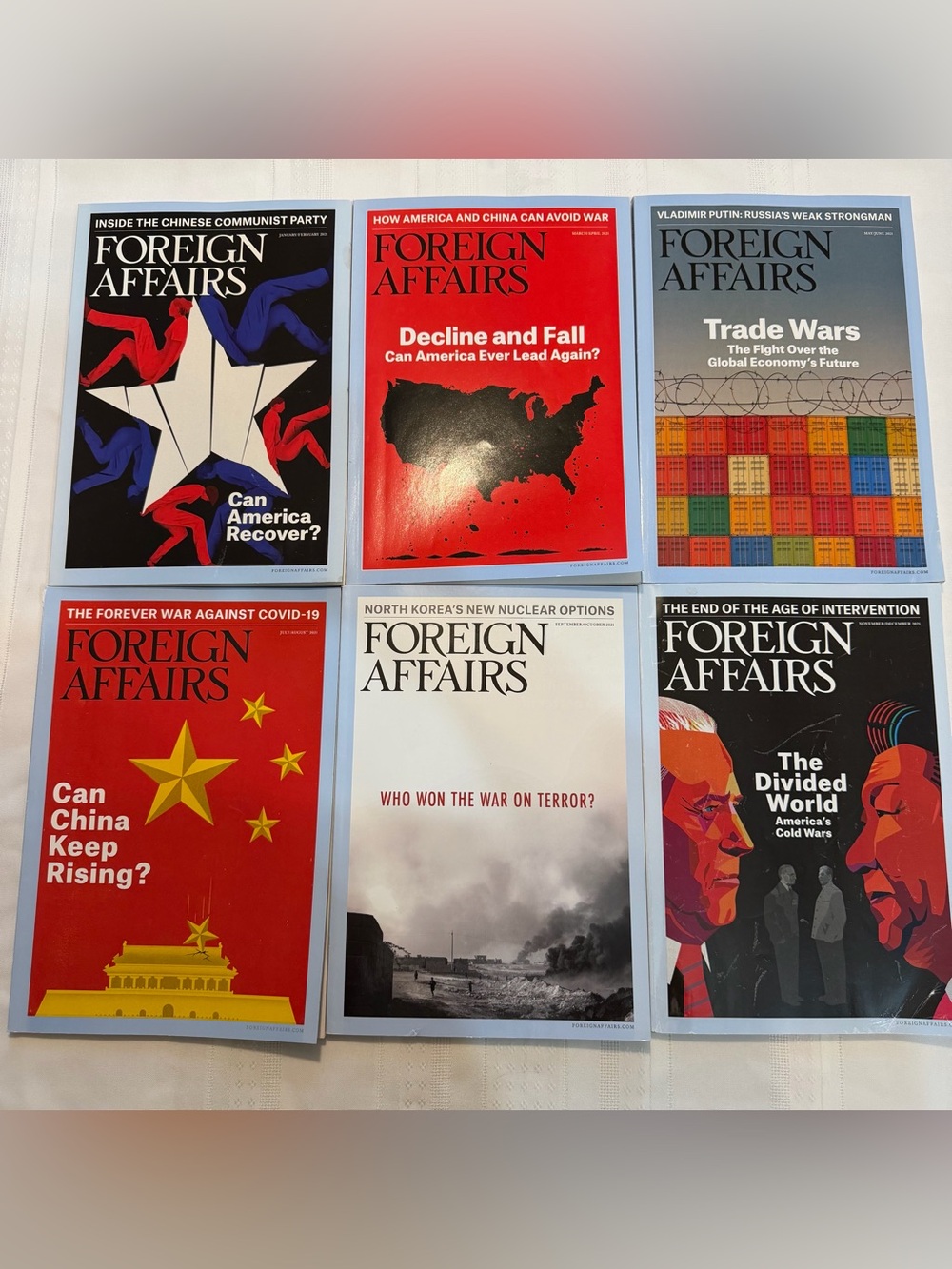 FOREIGN AFFAIRS Magazine Magazines LOT All Six 6 Issues Complete Set from 2021